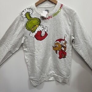 2023‎ The Grinch Medium Gray Pullover Christmas/Holiday Sweatshirt Unisex